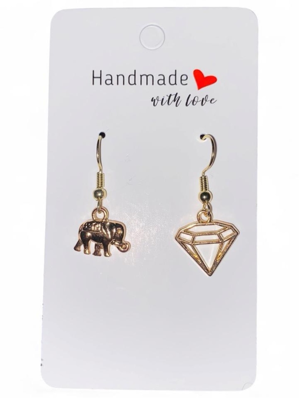 Gold Elephant and Diamond Earrings
